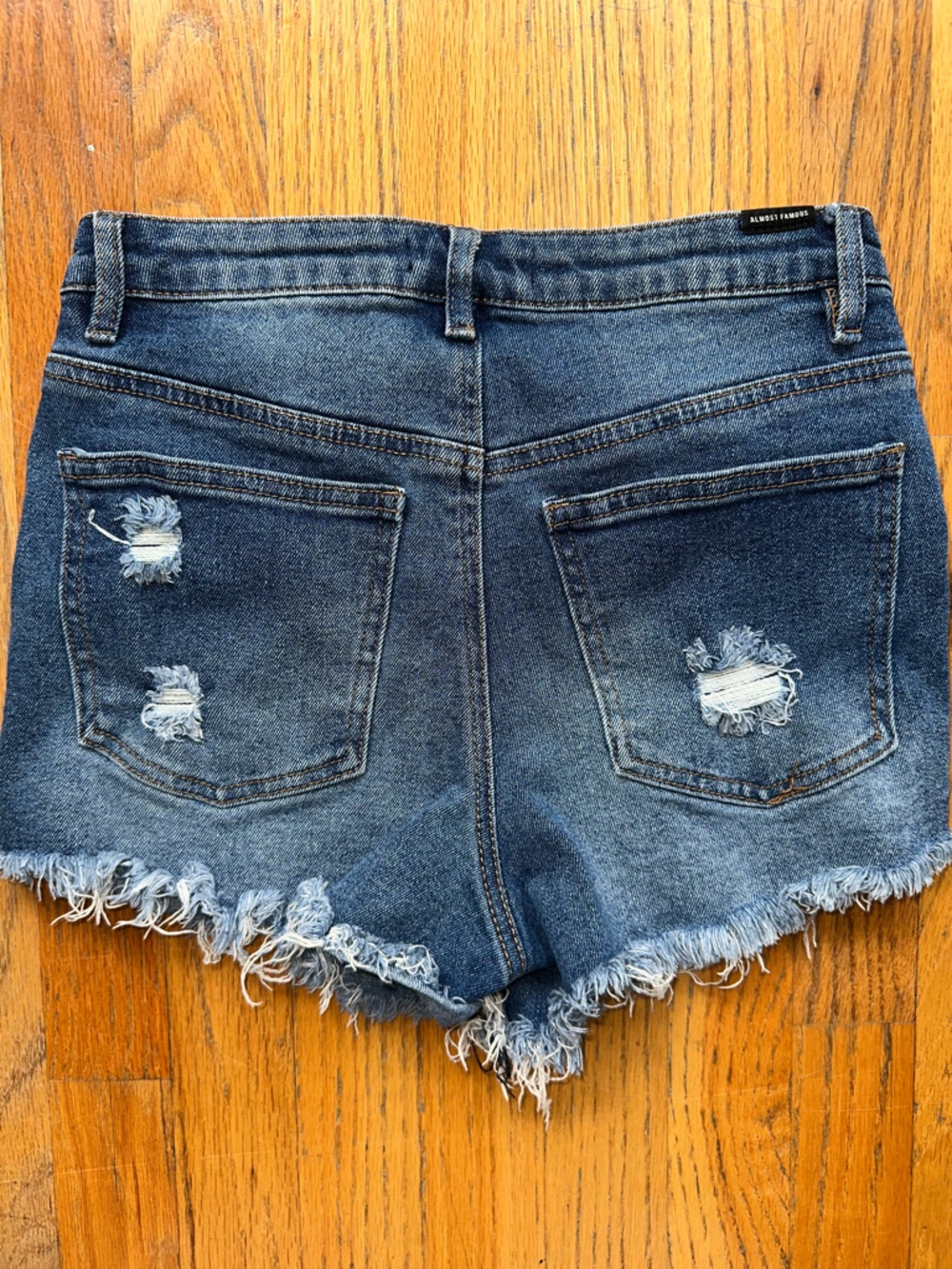 Almost Famous Women's Distressed Denim Shorts - Blue - Picture 8 of 8
